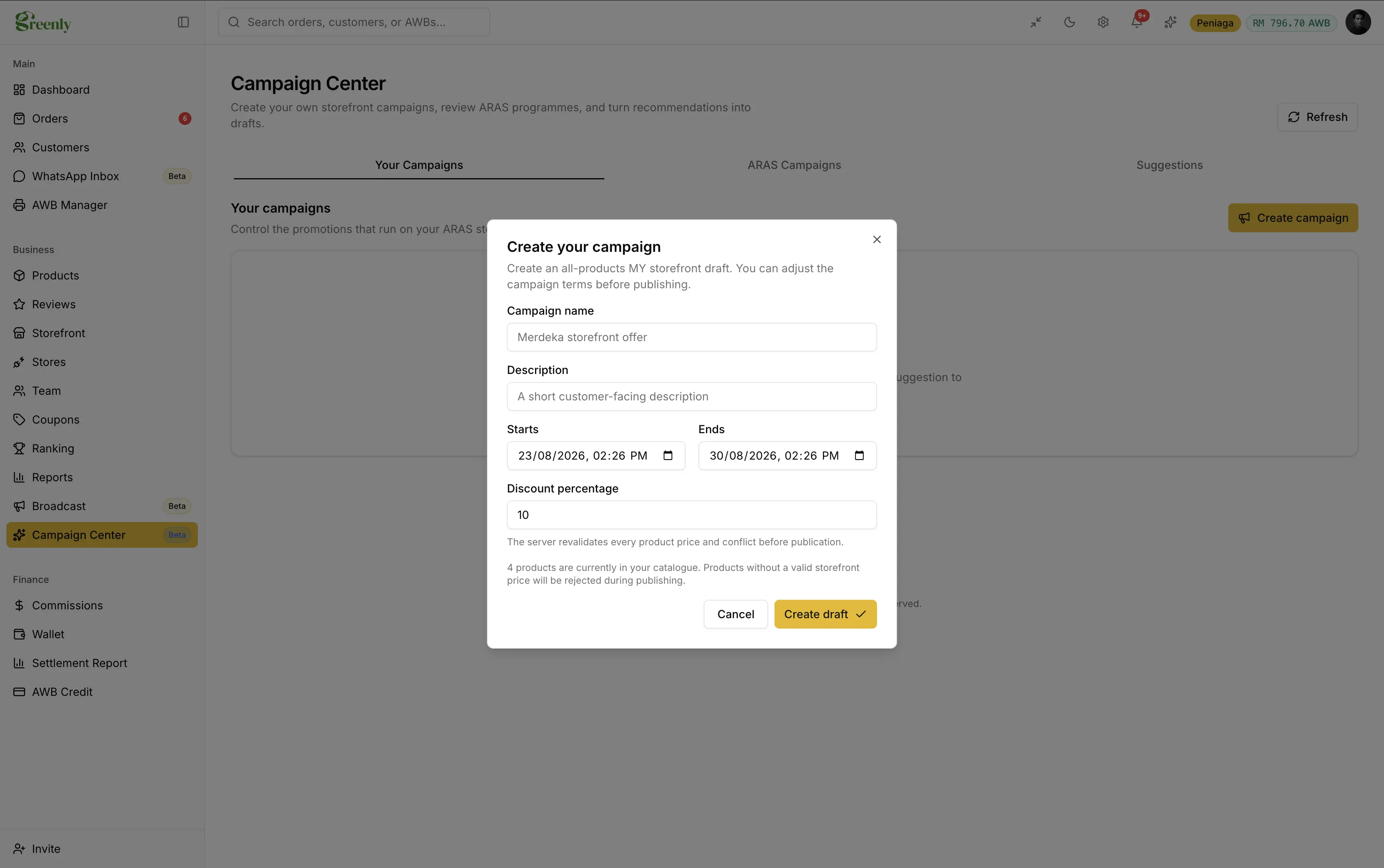 Campaign Center Kini Live — Rancang Promosi Tanpa Harga Bertindih