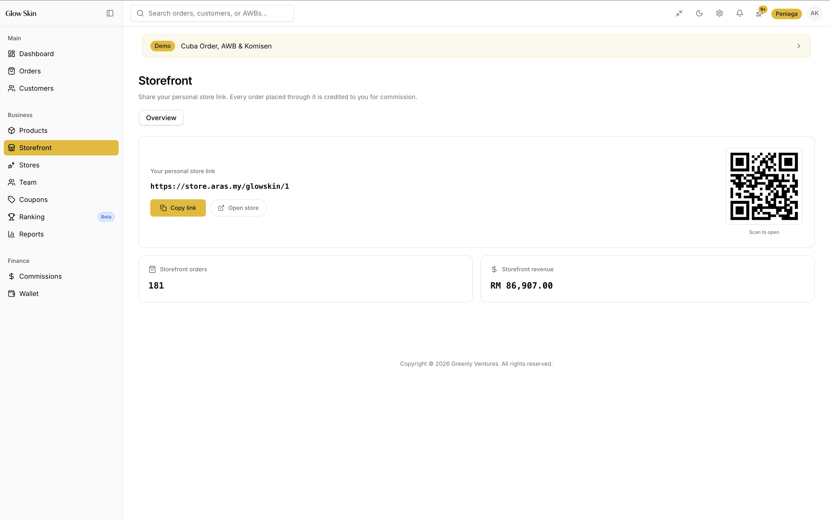 Setiap Ejen Kini Ada Link Storefront Sendiri